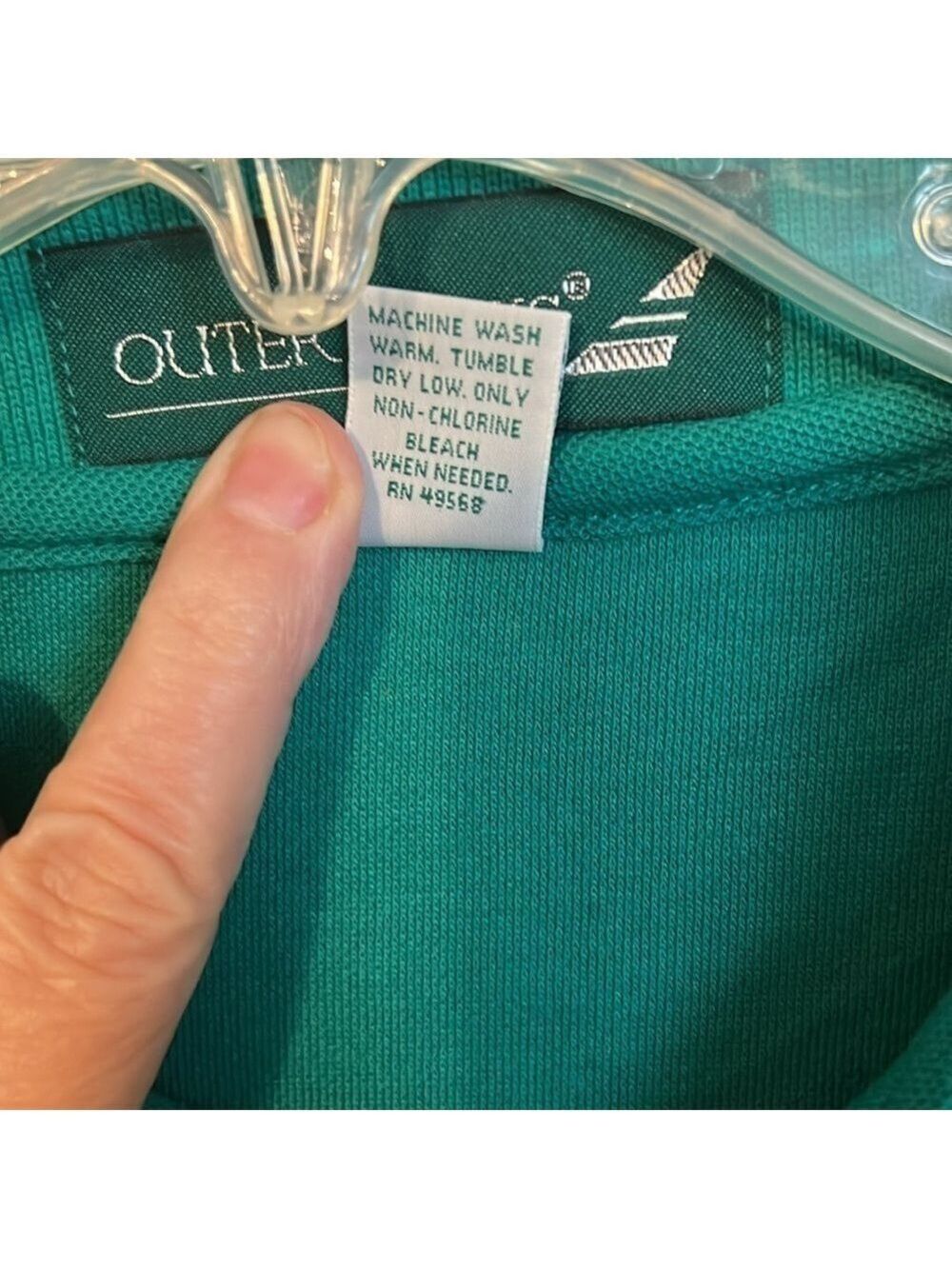 Outer banks vintage “Basic”  advertisement polo shirt. Size L. Green. - Picture 5 of 9